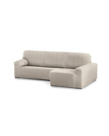 Housse de canapé en L droite extensible écru 250 - 360 cm