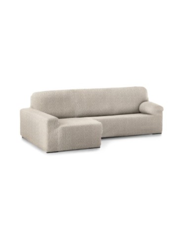 Housse de canapé en L gauche extensible écru 250 - 360 cm