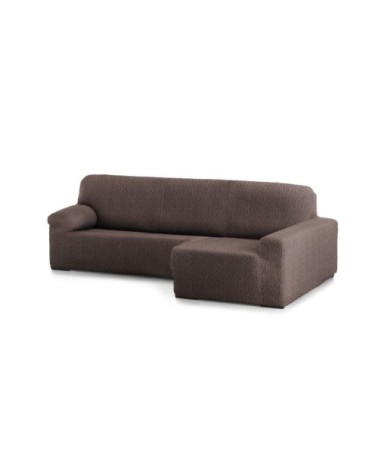 Housse de canapé en L droite extensible marron 250 - 360 cm