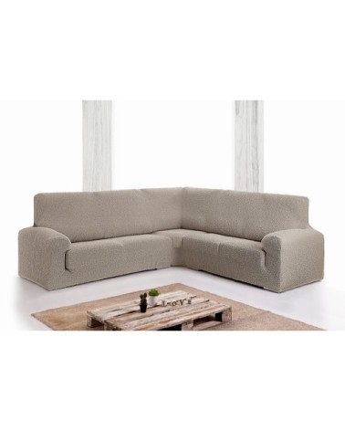 Housse de canapé en coin 3+1 places taupe 450 cm