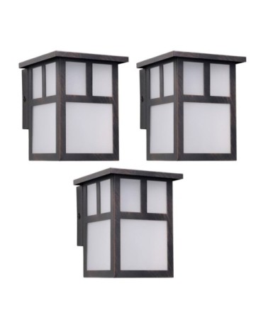 Applique Murale Style Japonais E27 Marron Rouille (3 pcs) Osaka