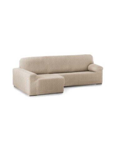 Housse de canapé en L gauche extensible beige 250 - 360 cm