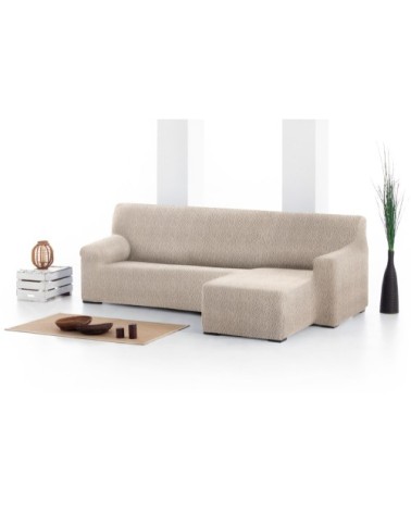 Housse de canapé en L droite b/c écru 250 - 360 cm