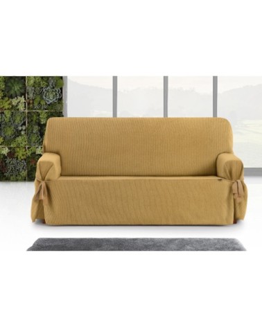 Housse de canapé 2 places avec des rubans jaune 140 - 180 cm