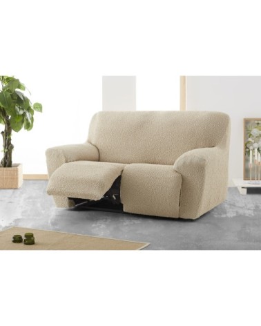 Housse de canapé 3 places relax extensible beige 200 - 260 cm