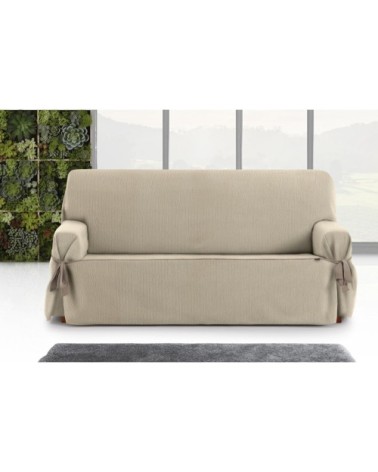 Housse de canapé 3 places avec des rubans beige 180 - 230 cm