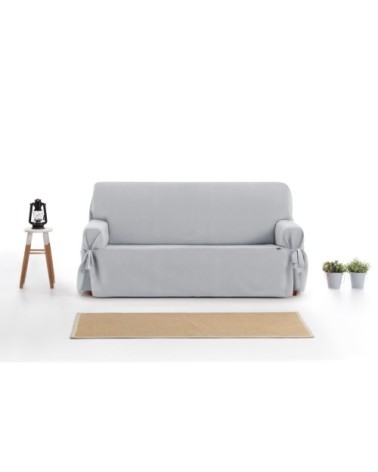Housse de canapé 3 places avec des rubans gris clair 180 - 230 cm