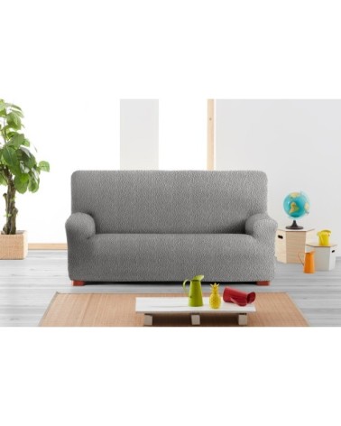 Housse de canapé 4 places extensible gris clair 210 - 290 cm