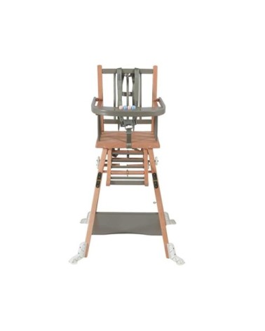 Chaise haute transformable barreaux hybride gris