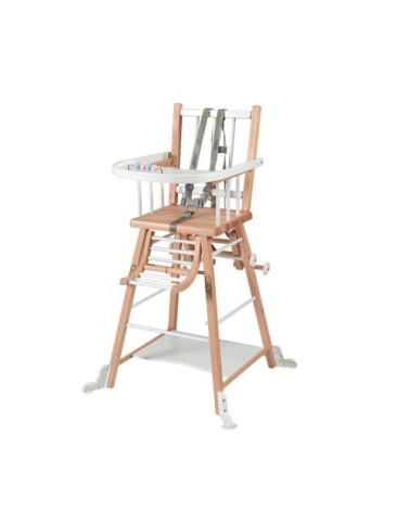 Chaise haute transformable barreaux hybride bicolore blanc