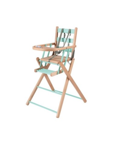 Chaise haute extra-pliante hybride bicolore vert d'eau