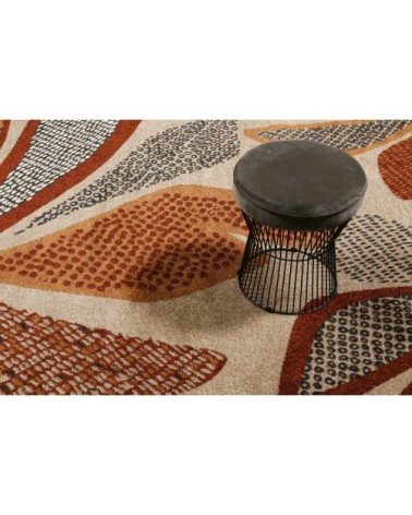 Tapis design motif végétal fond beige sable 160x225
