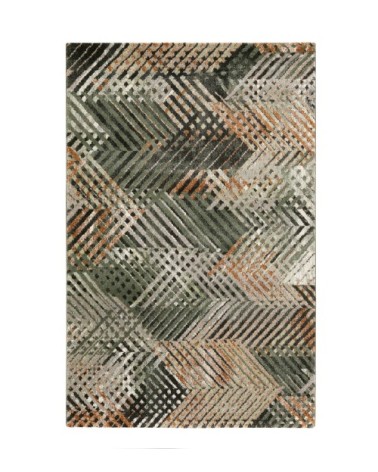 Tapis plat graphique design tons de vert et gris 200x290