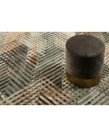 Tapis plat graphique design tons de vert et gris 200x290