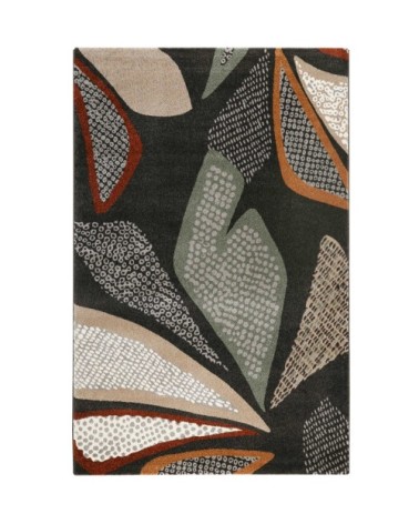 Tapis design motif végétal fond anthracite 200x290