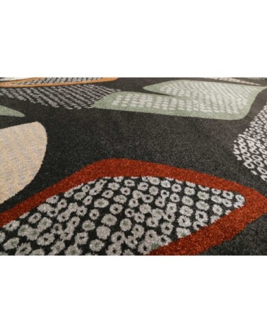 Tapis design motif végétal fond anthracite 200x290