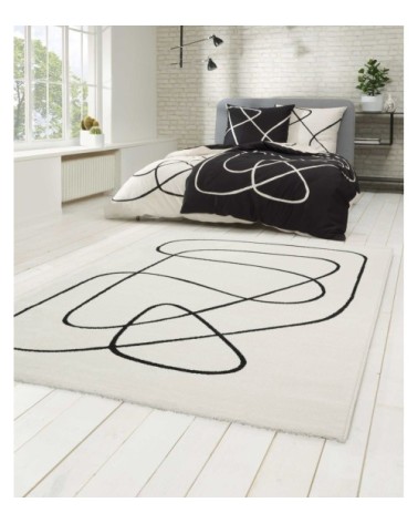 Tapis graphique design abstrait fond blanc 120x170