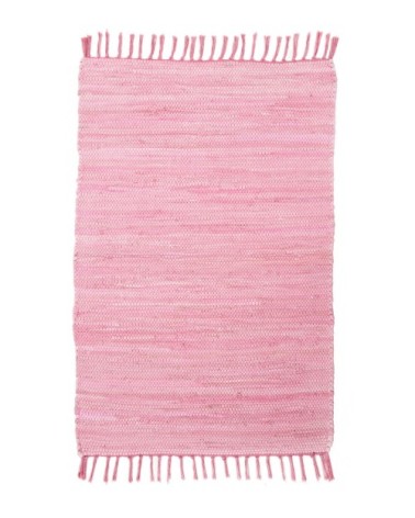 Tapis réversible en coton - tissé à la main - Rose 70x140