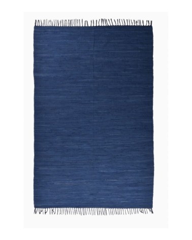 Tapis réversible en coton - tissé à la main - Bleu foncé 90x160