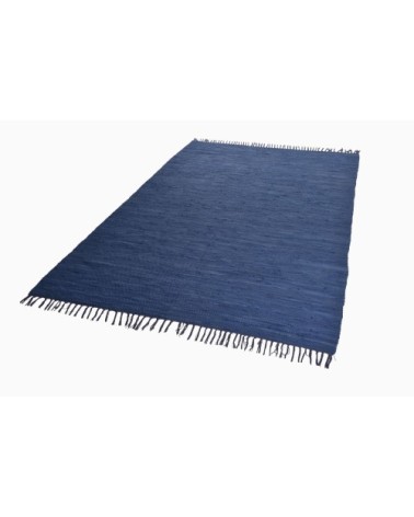 Tapis réversible en coton - tissé à la main - Bleu foncé 90x160