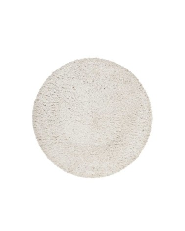 Tapis rond uni blanc beige 100% de matière recyclée 120 rd.