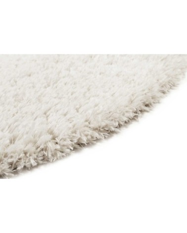 Tapis rond uni blanc beige 100% de matière recyclée 120 rd.