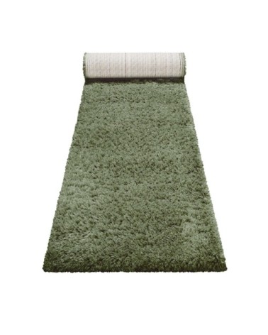 Tapis de couloir uni vert olive 100% de matière recyclée 80x400