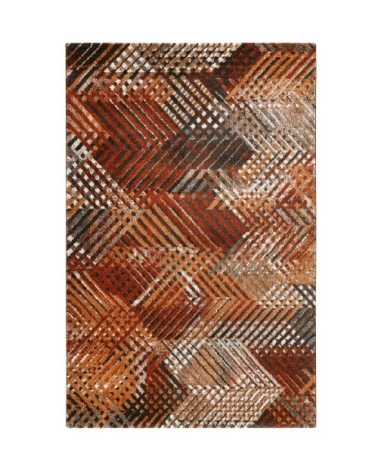 Tapis plat graphique design tons de brique 160x225