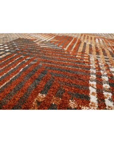 Tapis plat graphique design tons de brique 160x225