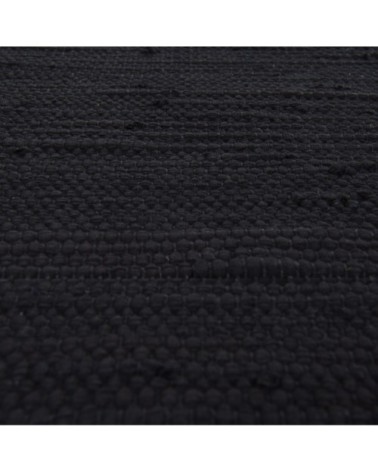 Tapis réversible en coton - tissé à la main - Noir 120x180