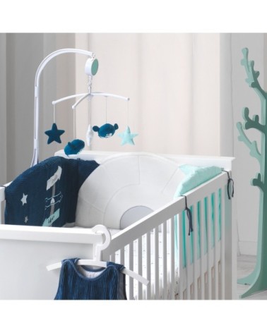 Tour de lit bébé Pingou en velours Bleu 40x180