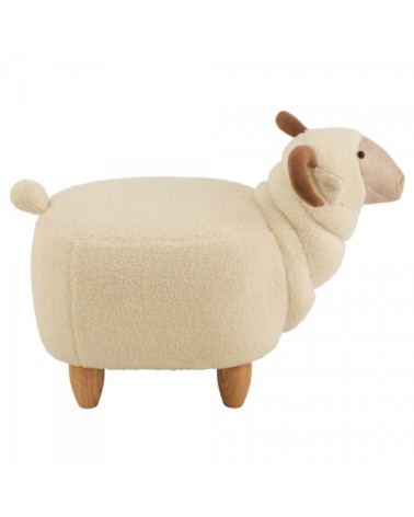 Pouf enfant forme de bélier en tissu beige