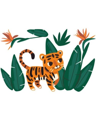 Stickers tigre, thème jungle en Vinyle mat Vert