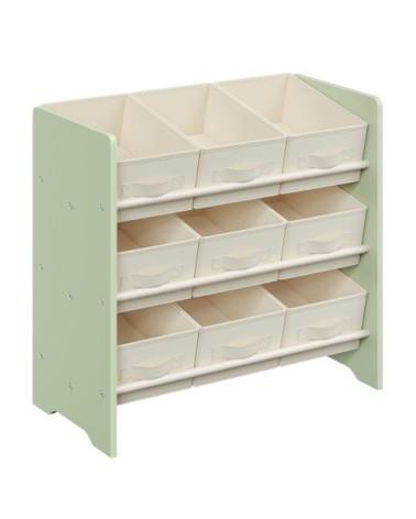 Étagère à jouets pour enfants 9 boîtes de rangement vert laurier