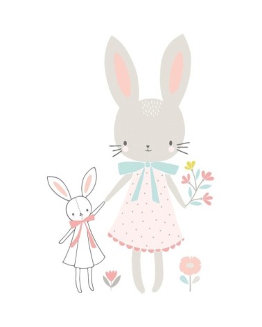 Stickers lapin en Vinyle mat Rose 58x90 cm