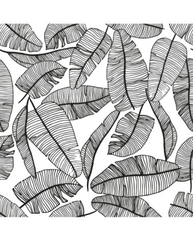 Papier peint tropical en Papier Noir 50cm x 10m