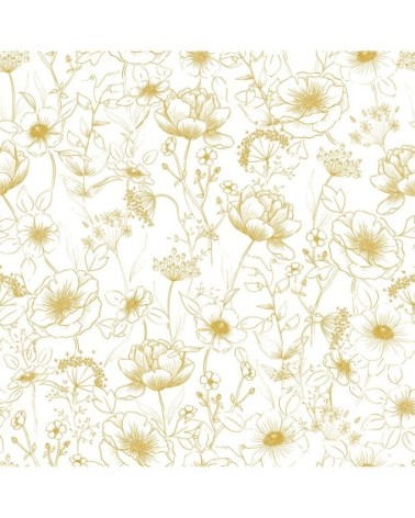 Papier peint bucolique fleurs en Papier Moutarde 50cm x 10m