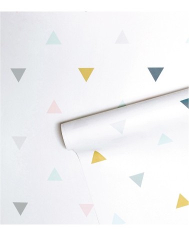 Papier peint triangles en Papier Multicolore 50cm x 10m