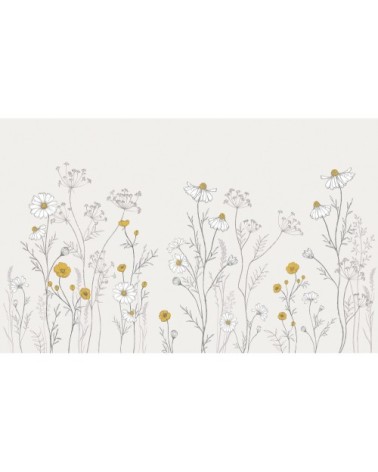 Décor fleurs en Papier Beige  4m x 2,48m