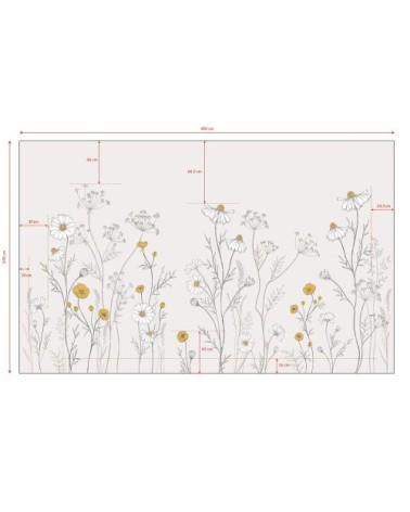 Décor fleurs en Papier Beige  4m x 2,48m