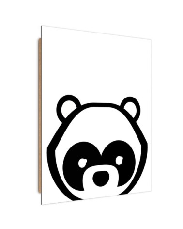 Tableau enfant bois contrast panda noir et blanc 80x120
