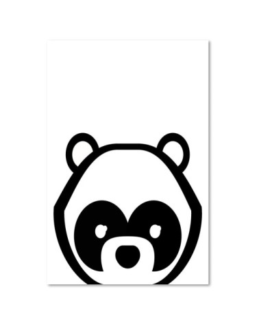 Tableau enfant bois contrast panda noir et blanc 80x120