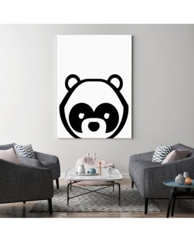 Tableau enfant bois contrast panda noir et blanc 80x120