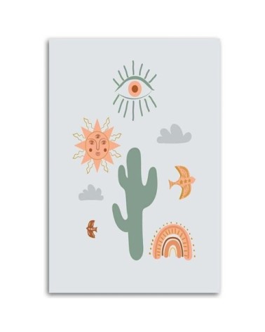 Tableau enfant magical cactus multicolore 40x60