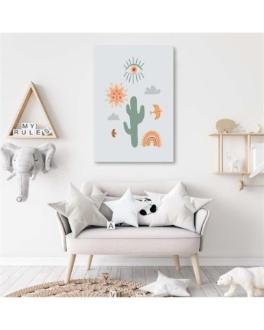 Tableau enfant magical cactus multicolore 40x60