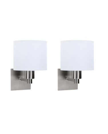 Applique LED (2 pièces) avec Abat-jour Tambour Nickel satiné