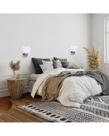 Applique LED (2 pièces) avec Abat-jour Tambour Nickel satiné