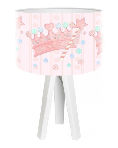 Lampe de chevet enfant trépied blanc abat jour rose