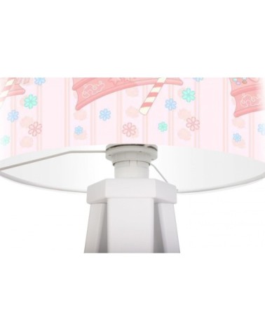 Lampe de chevet enfant trépied blanc abat jour rose