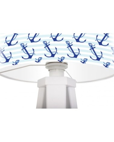 Lampe de chevet enfant trépied blanc abat jour bleu